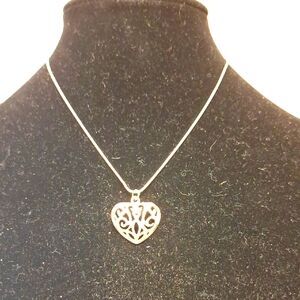 Intricate Silver Heart Pendant Necklace